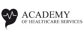 Academy of Healthcare Services logo with a heart and pulse line graphic.